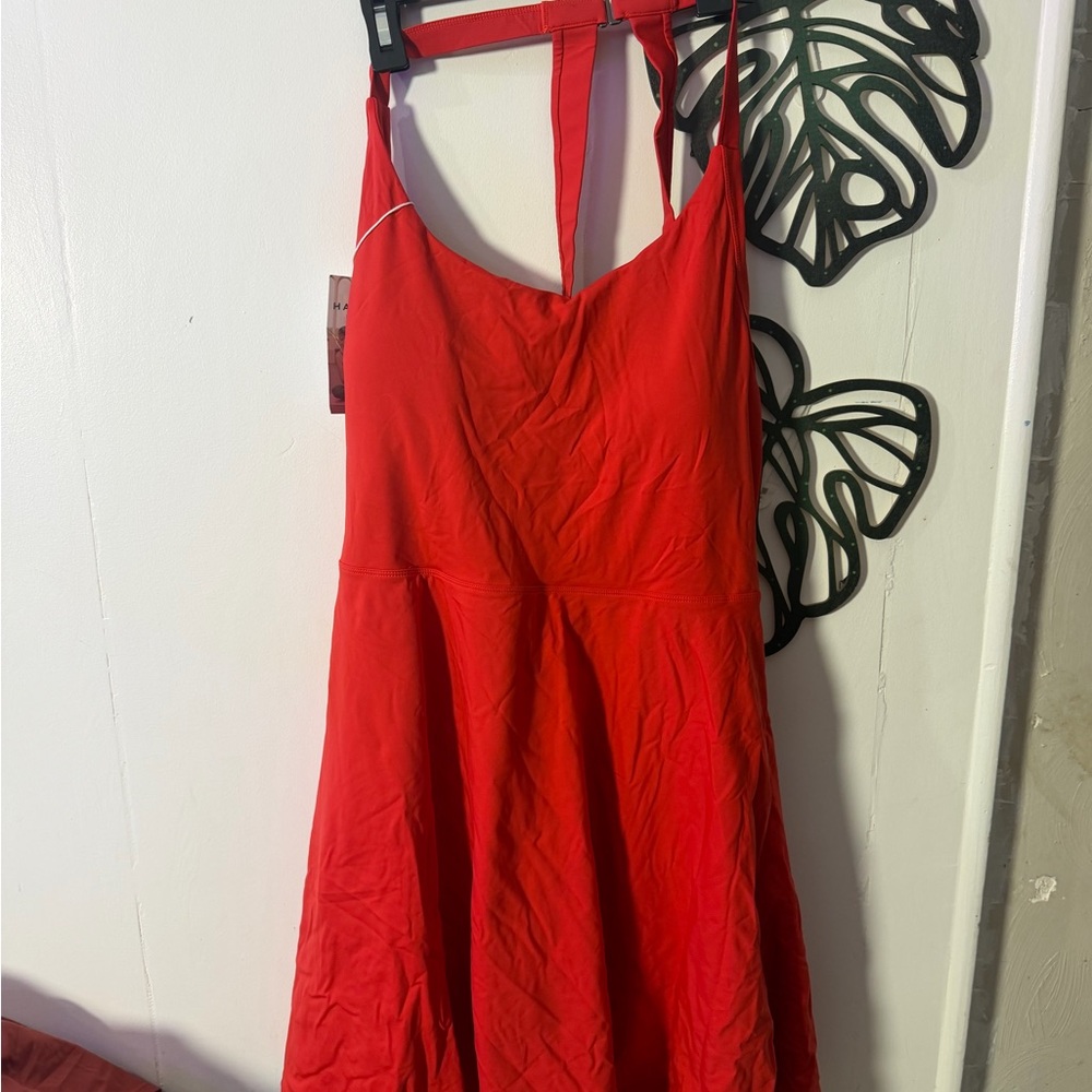 HALARA Vibrant Red Backless Dress